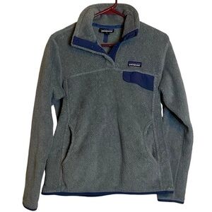 Patagonia Re-Tool Half Snap Fleece Pullover Grey Purple Trim